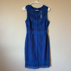 NWT Adelyn Rae Women’s Small Sleeveless Crochet Design Midi Dress Royal Blue